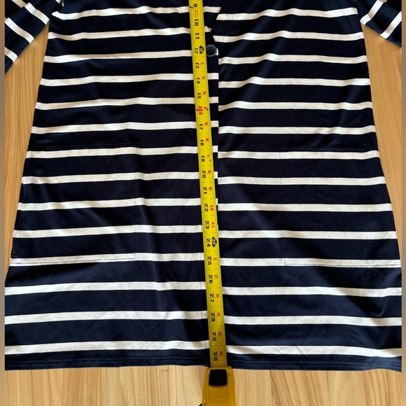 J. Jill Weaver Single Button Cardigan M Navy Striped Long Sleeve Stretch - Picture 6 of 8